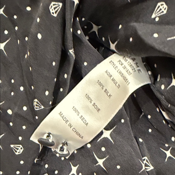 Frame small 100% Silk Women's Black Star Print Blouse - Picture 7 of 9